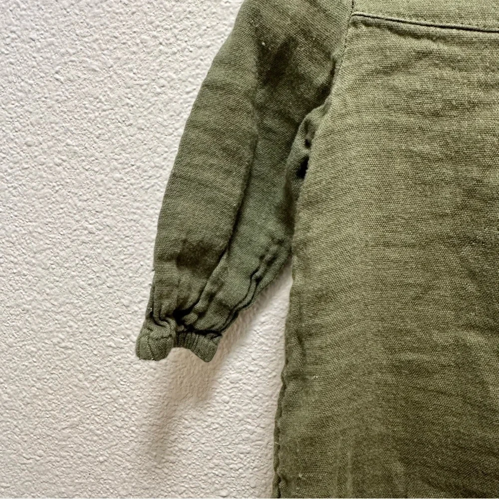 4/$20 Old Navy Baby Girl 3-6M Green Button Romper Long Sleeve Pocket Outfit